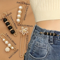 Vintage Faux Pearls Waistband Pin for Women Clothing Dresses
