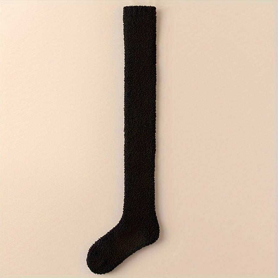 Coral Fleece Thigh High Socks for Men or Women Over The Knee Thick Stockings