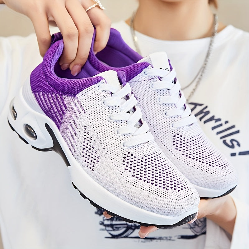 Women's Air Cushion Sports Shoes Casual Knitted Shock Absorption Running Shoes