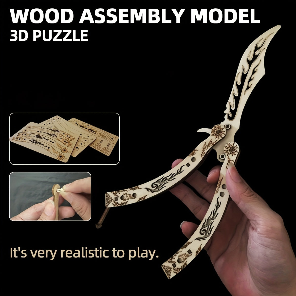 Butterfly Claw 3D Wooden Puzzle Toy DIY Assembly Gift
