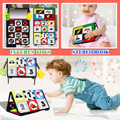 3-in-1 Sensory Mirror Cloth Book for Babies High Contrast Visual Stimulation Toy