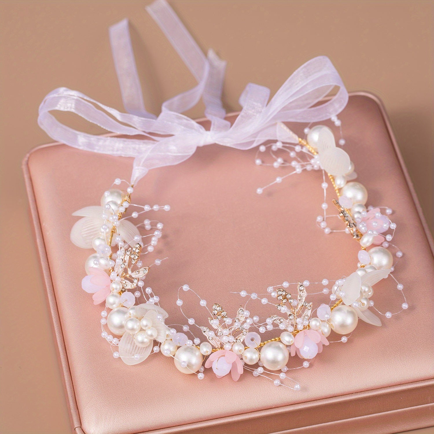 Floral Pearl Bridal Headband Flower Wedding Accessory