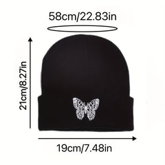 Butterfly Embroidery Beanie Unisex Warm Knitted Hat