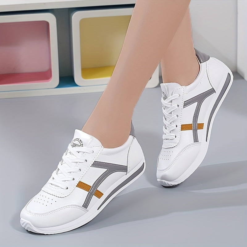 Women's Casual Faux Leather Lace Up Sneakers