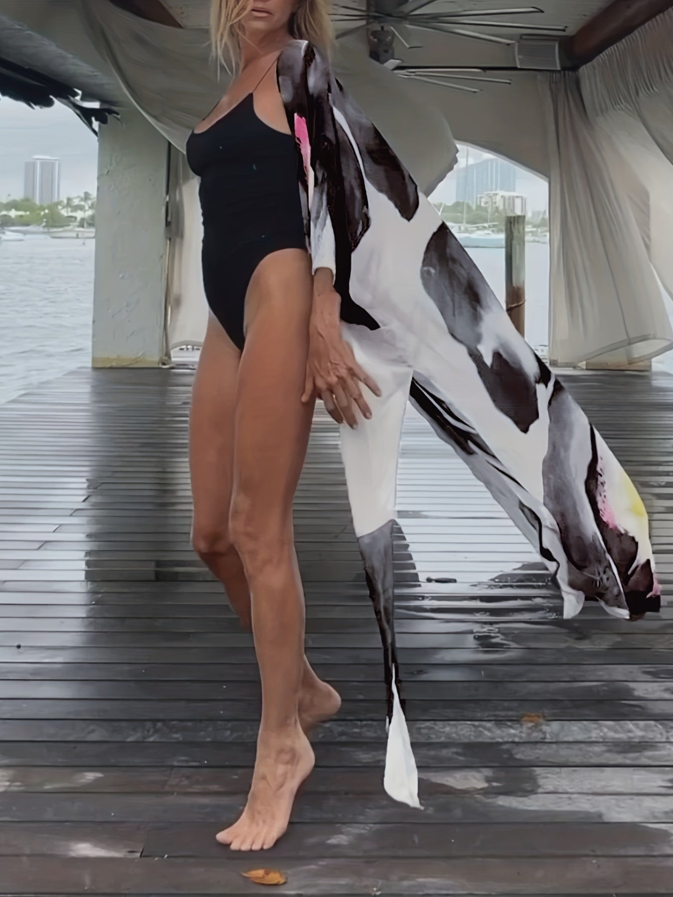 Print Cover Up Shirt Loose Fit Beachwear Women's Swimwear