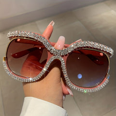 Sparkling Rhinestone Sunglasses Round UV400