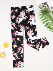 Toddler Girls Unicorn & Rainbow Legging Pants Stretchy Slim Fit