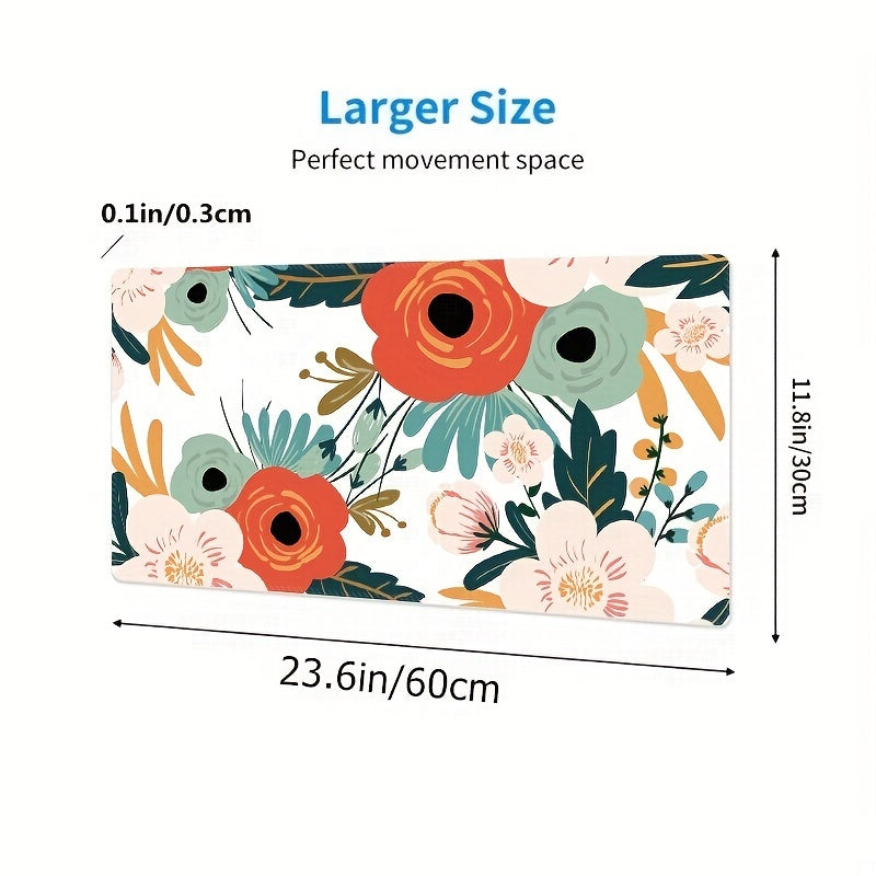 Large Flower Gamer Mouse Pad - Non-Slip Waterproof Natural Rubber Base