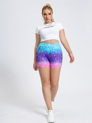 Ombre Star Print High Rise Biker Shorts Plus Size