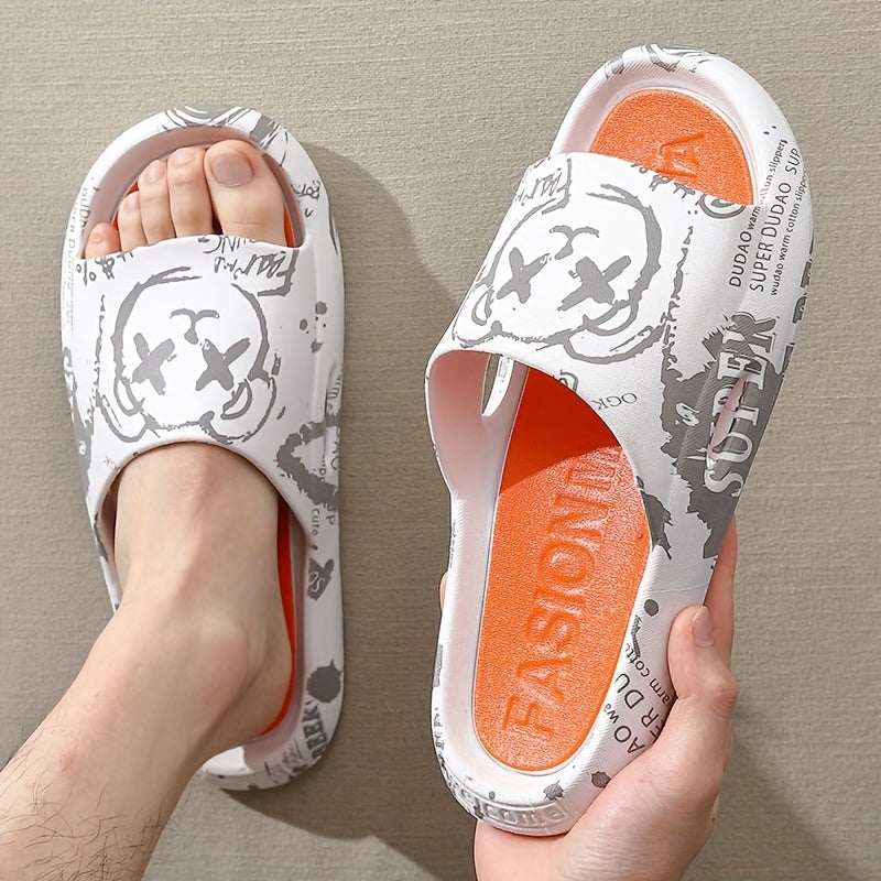 Men's Bear Print Non Slip Open Toe Slides