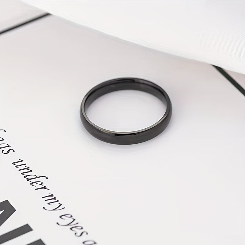 4MM Wide Stainless Steel Ring Glossy Inner And Outer Arc Jewelry