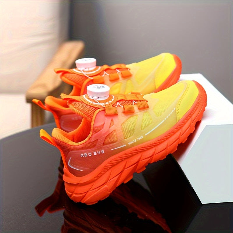 Boys' Low Top Sneakers with Rotating Button Breathable Running Shoes