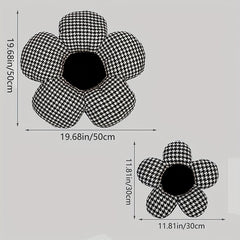 Stylish Houndstooth Flower Headrest Cushion & Waist Pad Car Accessory