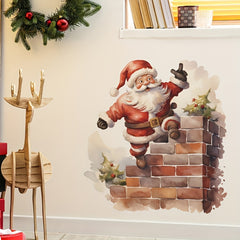2pcs Christmas Wall Stickers Santa Claus Stickers Holiday Bedroom Decoration