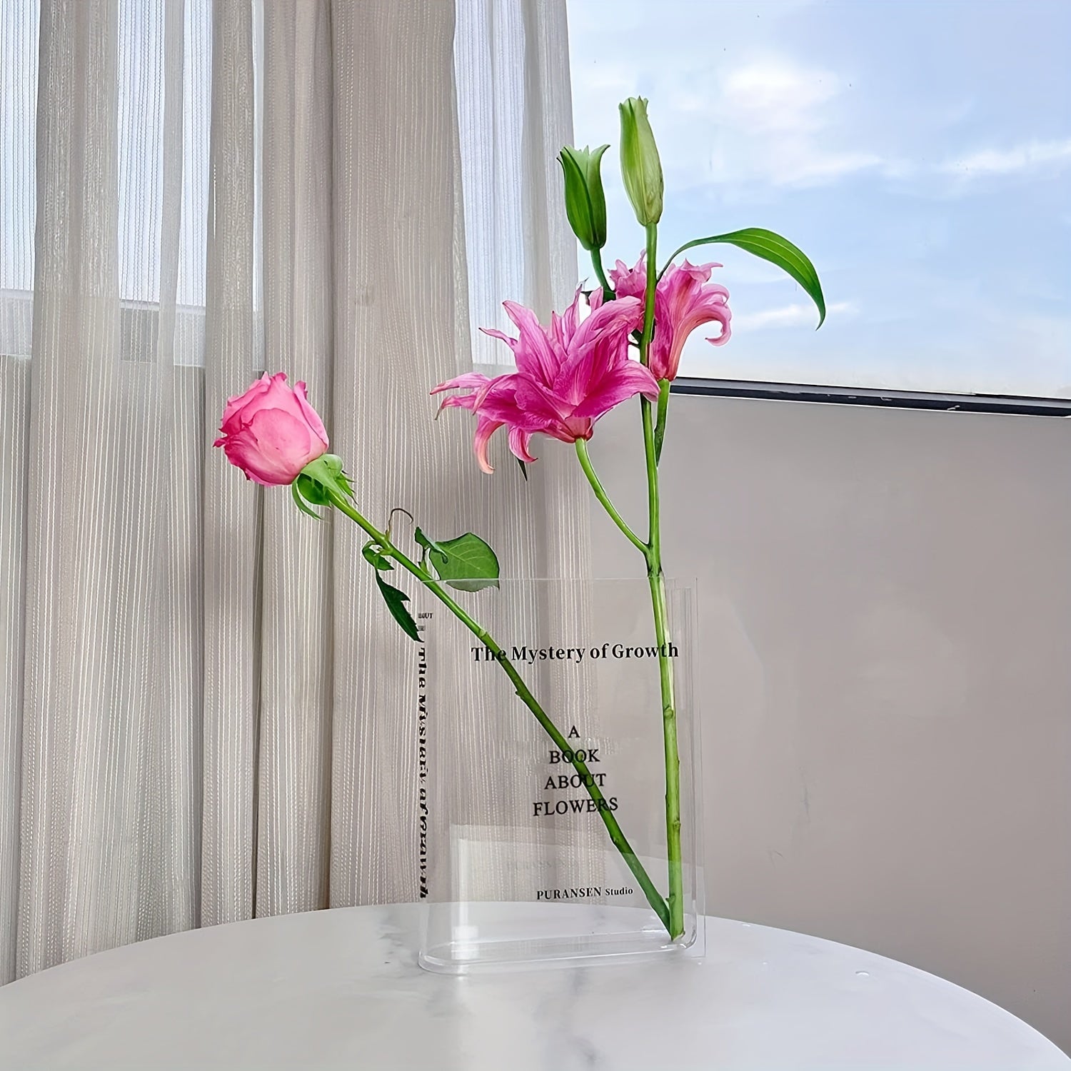 Acrylic Book Vase for Flowers - Artistic and Cultural Decor