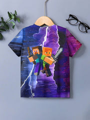 Kids 3D Print Casual T-shirt Building My World Top