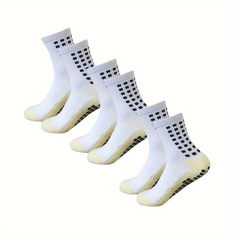 1 Pair Grip Socks Anti Slip Crew Socks for Soccer Football Basketball