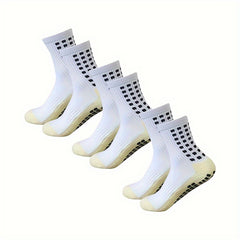 1 Pair Grip Socks Anti Slip Crew Socks for Soccer Football Basketball