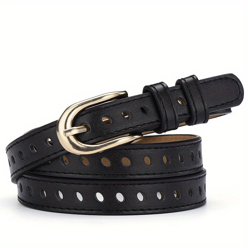 Rectangular Buckle Pin Belt Casual PU Leather Waist Belts
