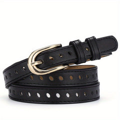 Rectangular Buckle Pin Belt Casual PU Leather Waist Belts