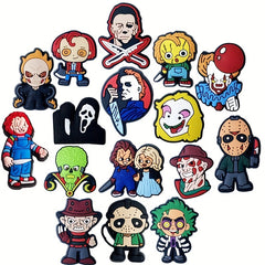 16pcs Halloween Skull Shoe Charms Horror Movie Collection For Clogs Sandals