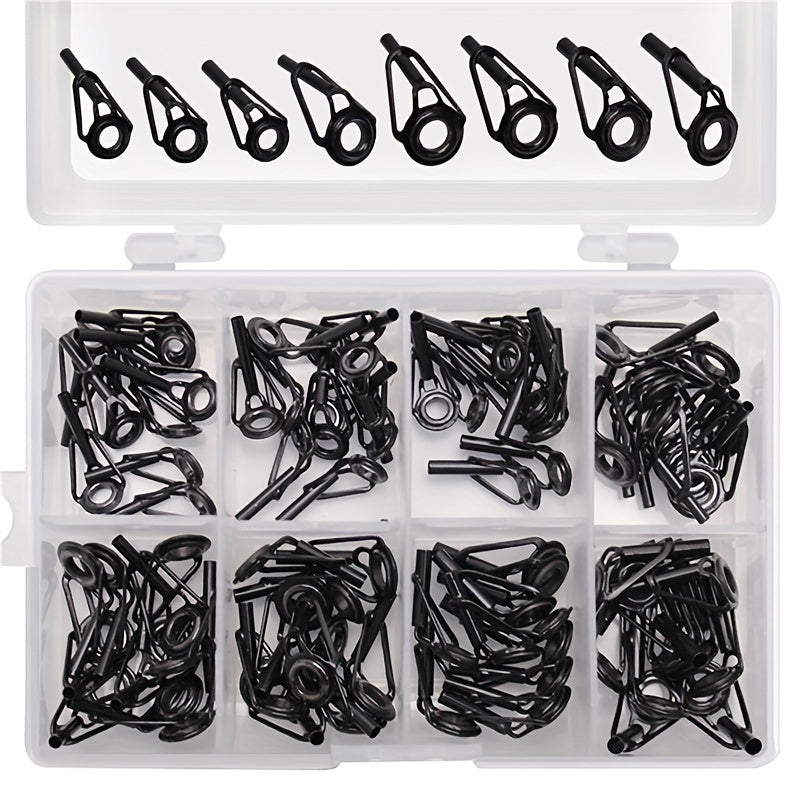 8pcs Ceramic High Carbon Steel Top Ring Guide Eye Set for Lure Rod