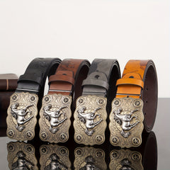 Flying Horse Print Western Large Board Buckle Belt