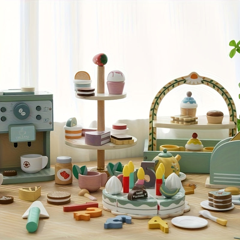 Kids Pretend Play Tea Set Dessert Game Educational Toy
