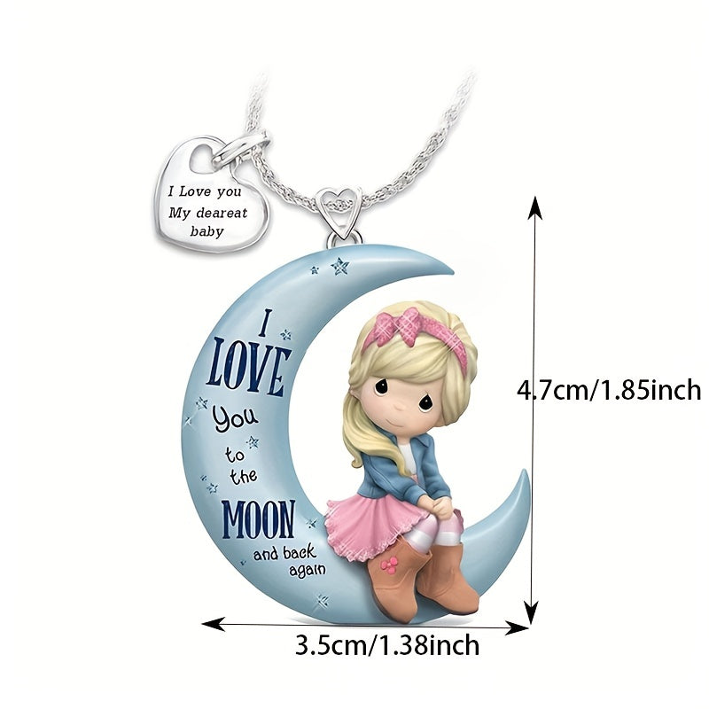 Moon Girl Pendant Alloy Necklace Decorative Accessories Gift