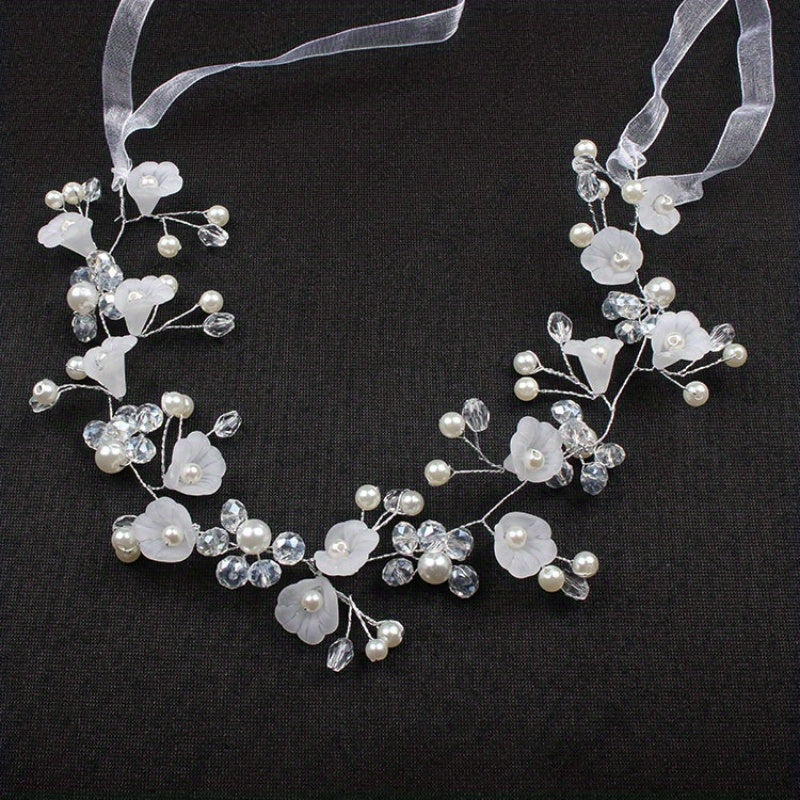 Crystal Faux Pearl Headband Tiara For Women