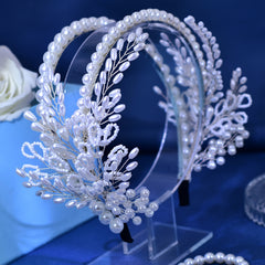 Handcrafted Pearl & Beaded Bridal Headband Wedding Hair Accessory