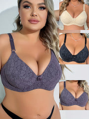 Women's Plus Size Floral Jacquard Bra Set - 3 Pack