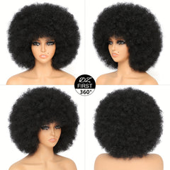 25cm Afro Kinky Curly Wigs - Natural Looking Full Puff Wigs for Party Cosplay