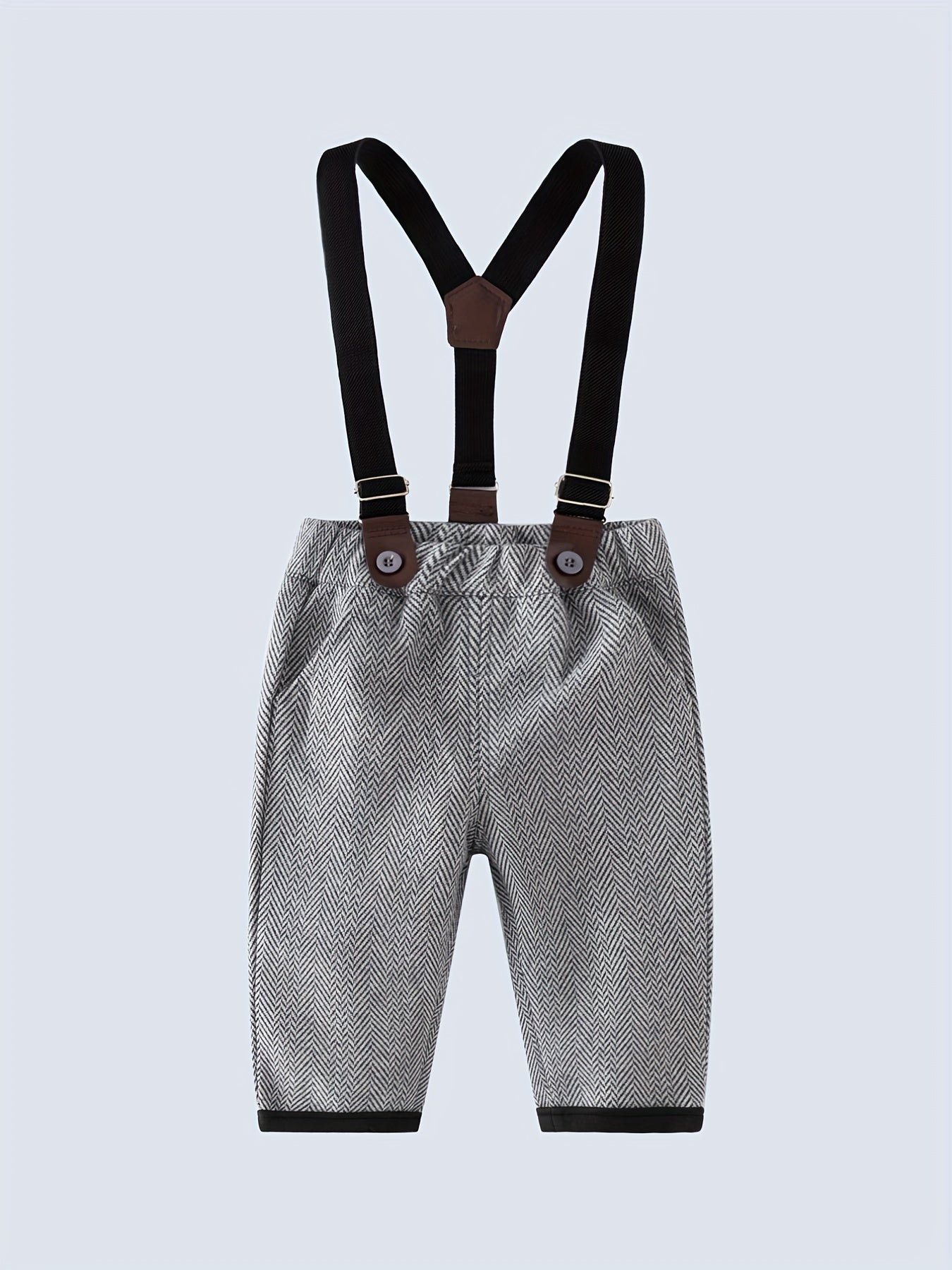 Baby Boys Gentleman Outfits Long Sleeve Bowtie Shirts Suspender Pants Set