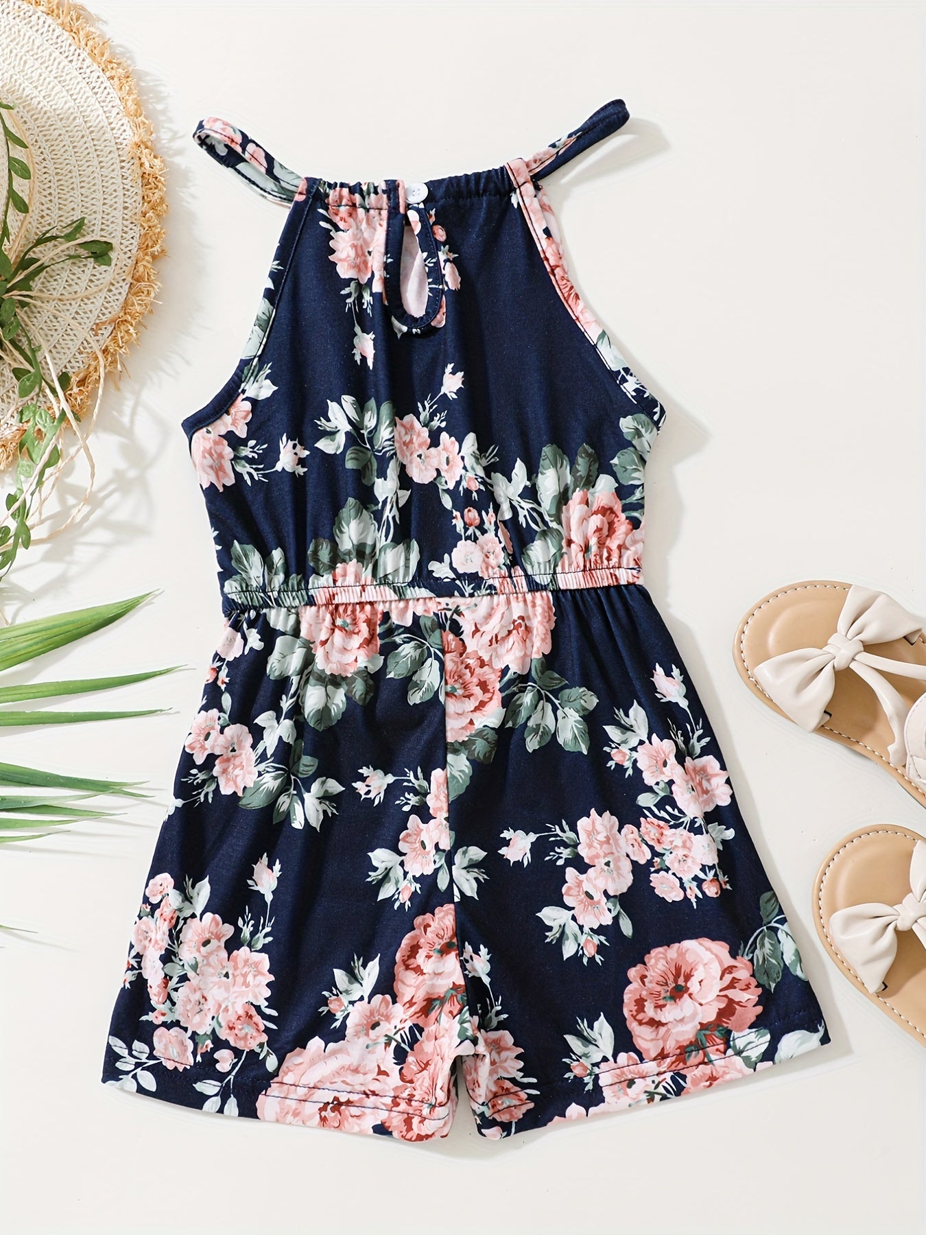 Girls Tie Dye Allover Print Halter Romper Jumpsuit
