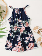 Girls Tie Dye Allover Print Halter Romper Jumpsuit