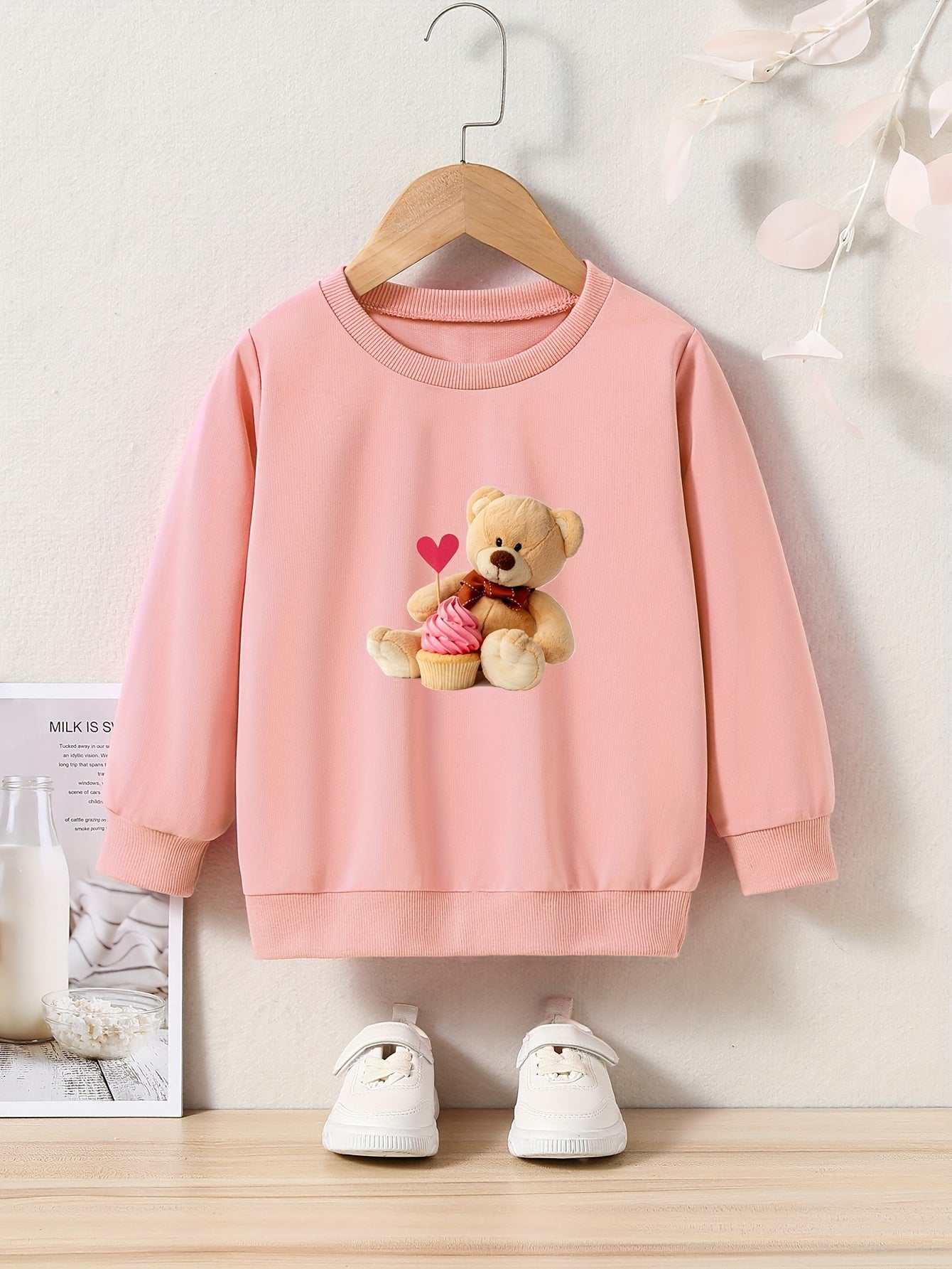 OERYUI Cute Bow Bear Graphic Sweatshirt for Kids