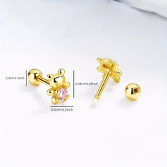 S925 Sterling Silver Bear Earstuds