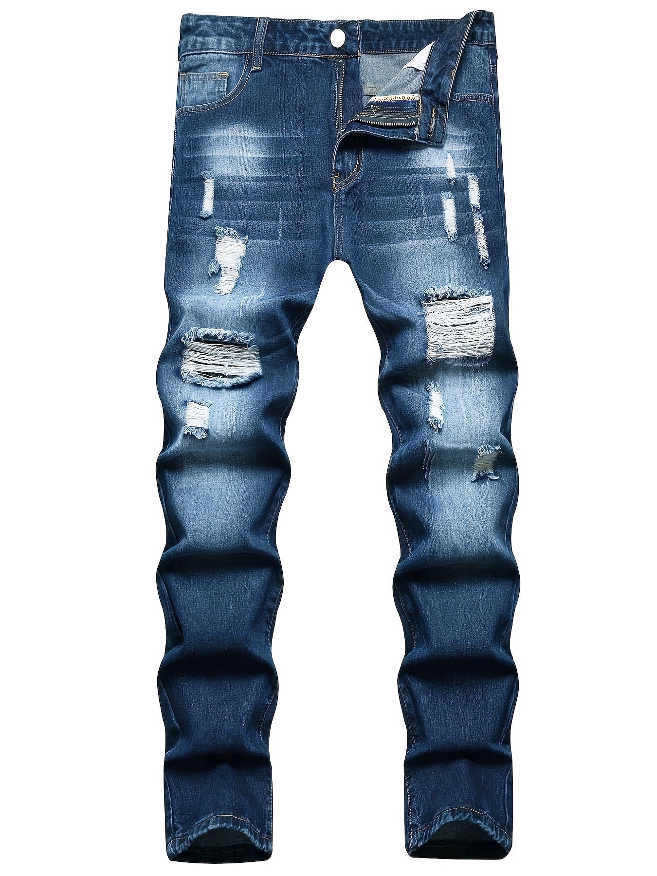 Slim Fit Vintage Ripped Jeans Men Casual Street Style Denim Pants