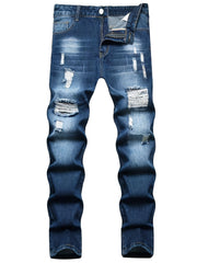 Slim Fit Vintage Ripped Jeans Men Casual Street Style Denim Pants