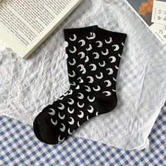 Letter & Bear Print Mid Tube Socks Womens Stockings