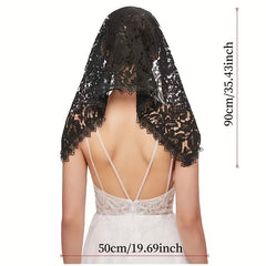 Bridal Lace Bandana Muslim Triangle Headwear Veil Short Gauze Shawl