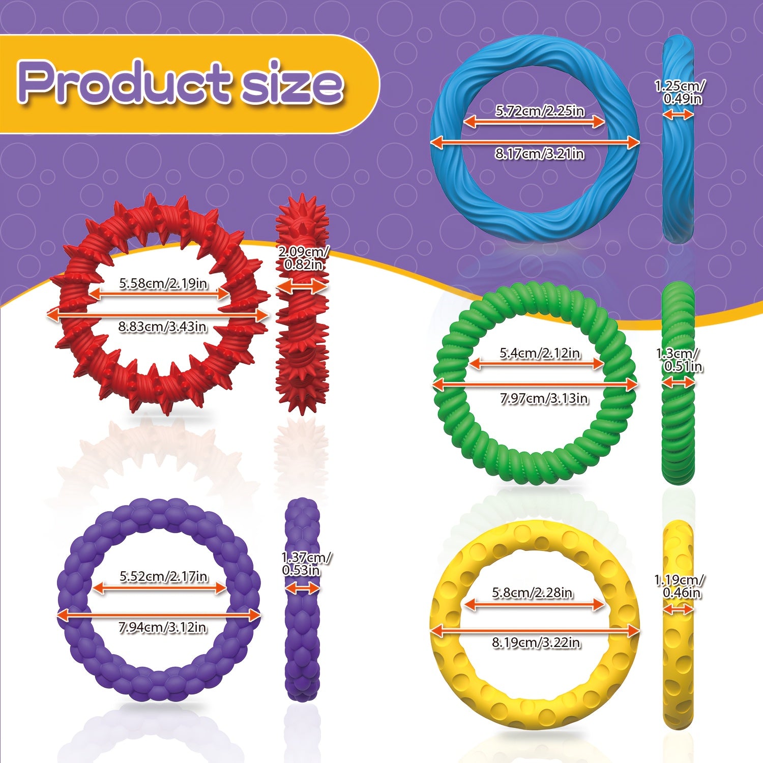 NeslGenc 5pcs Sensory Fidget Toys - Colorful Silicone Textured