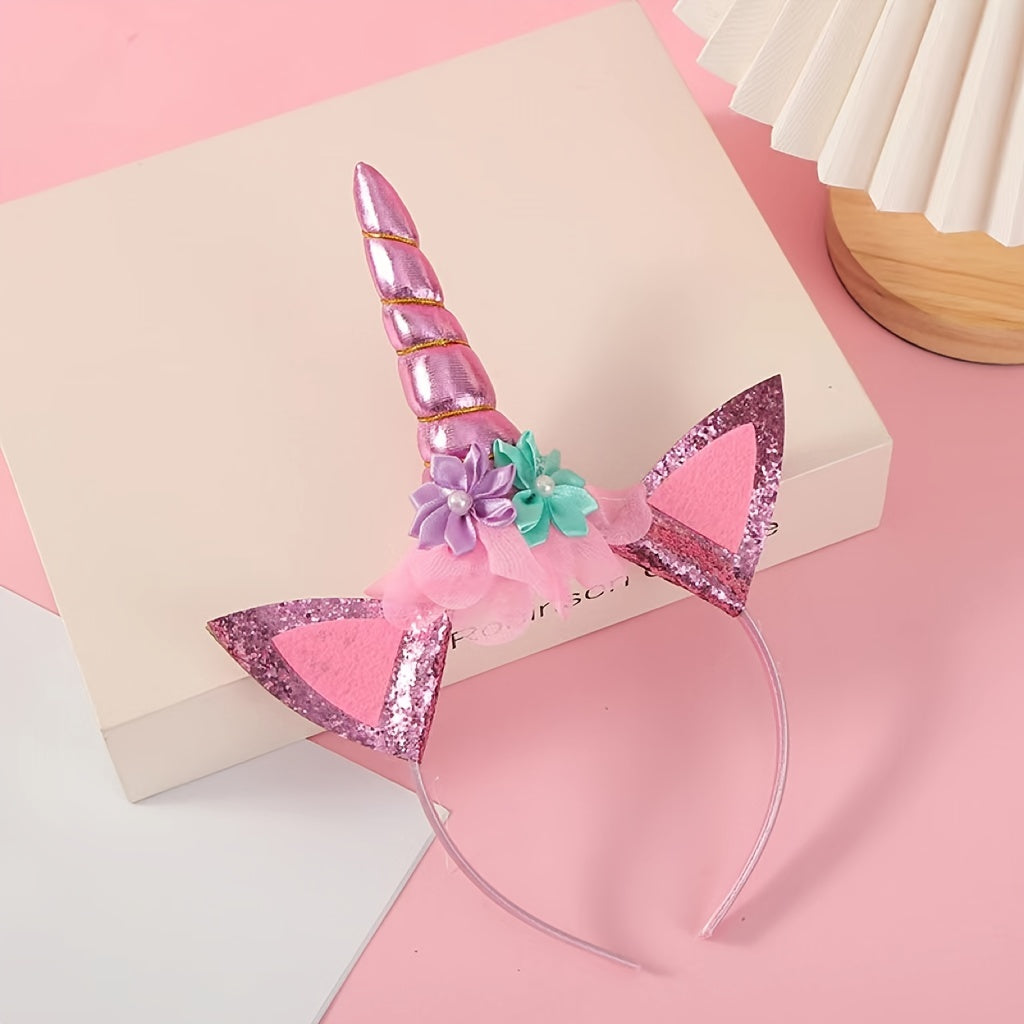 Sequin Unicorn Flower Hair Hoop for Party Decoration