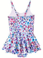 Toddler Girls Leopard Ruffle Trim Cami One Piece Swimsuit