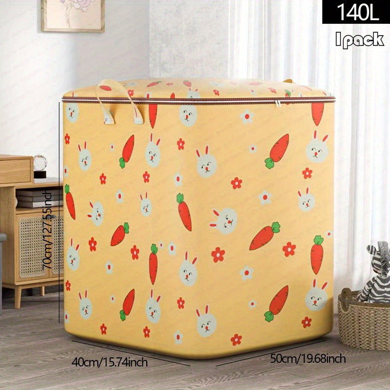 Pattern Storage Box Zipper Dustproof Organizer Foldable Clothes Container