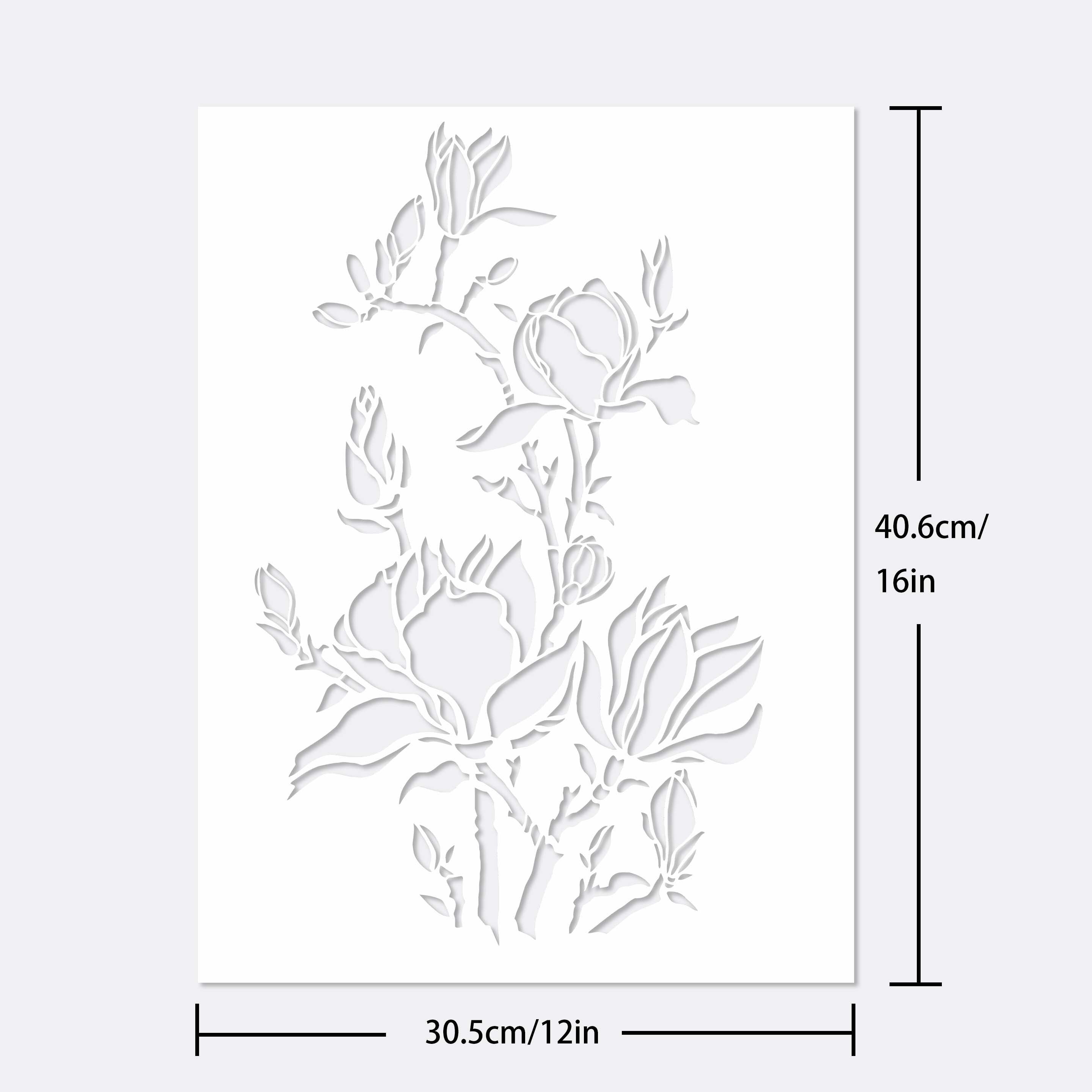 Large Magnolia Flowers Stencils - 30x40 in - Reusable DIY Art and Craft