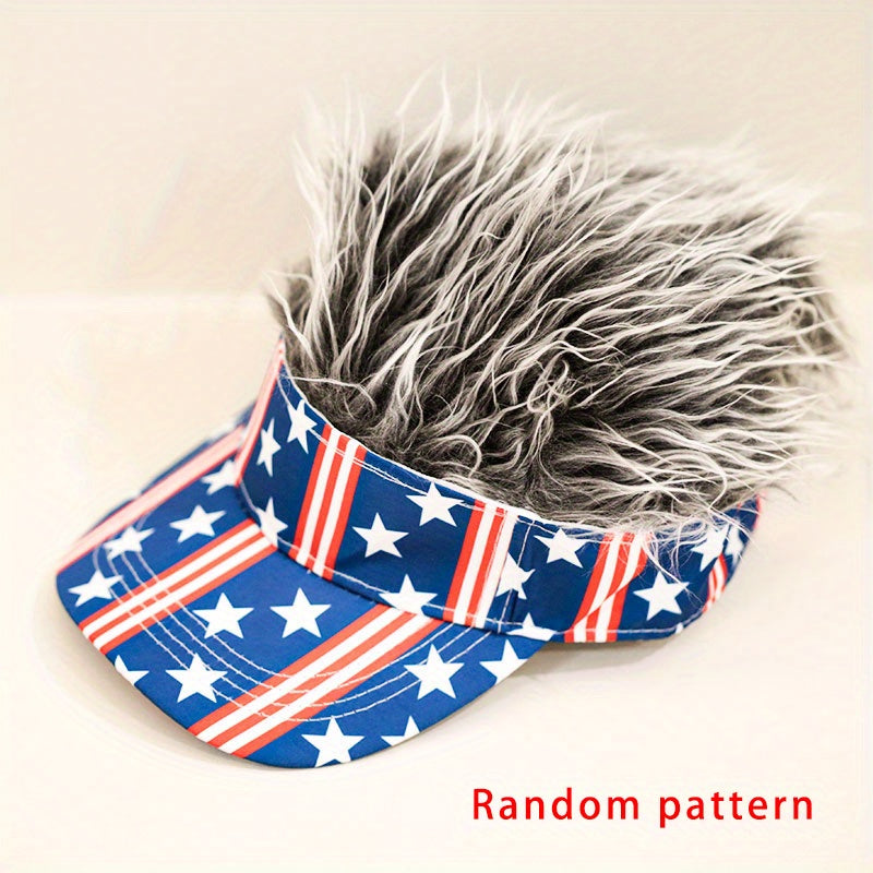 American Flag Star Stripe Basebal Cap Men's Wig Cap