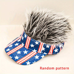 American Flag Star Stripe Basebal Cap Men's Wig Cap