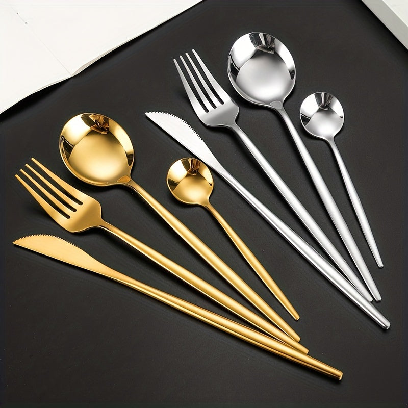 16pcs Stainless Steel Portuguese Steak Fork Spoon Set